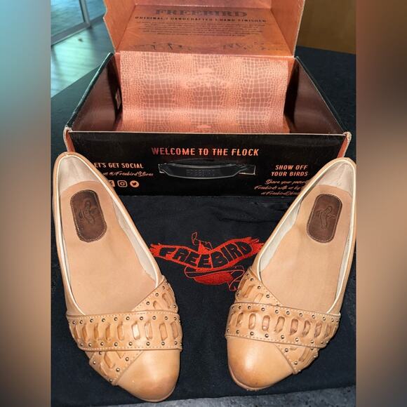 NEW FREEBIRD BRYNN CAMEL TAN SLIP ON GENUINE LEATHER BALLET FLAT SHOES SZ 9 - Picture 5 of 10